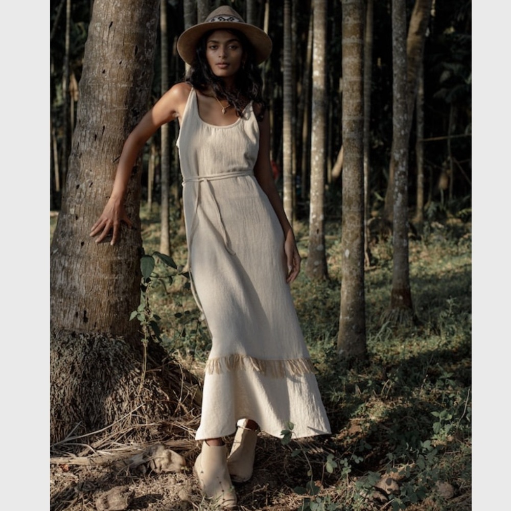 Chic Boho Beige Maxi Dress
